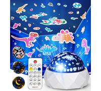 Night Light Projector for Kids, Rechargeable Sensory Light with 3 Films,Mult-Lighting Modes,Timer and Remote,360° Rotate Star Dinosaur Toys Night Light Projector for Bedroom & Baby Boy Girl Gifts