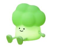 Night Light Projector Sky Lite 2.5w Broccoli Night Light USB Charging Three Gear Dimming Silicone Pat Light Soft Light Sleep Bedside Atmosphere Timing Light Toddler Night Light (Green, 10x10x11cm)