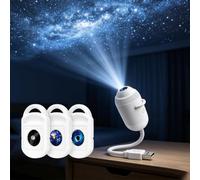 Night Light Projector Star Ocean Projector | Adjustable brightness, 360° flexible neck, USB, galaxy and sea disks, ideal for kids. (3 pieces)