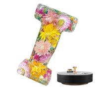 Night Light - Rechargeable Night Light | Floral Resin Lamp | Dry Flower Alphabet Lamps | Pressed Flowers Resins Letters with Lights | Personalized Lit Up Sign for Mother, Wife, Women
