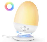 Night Light with 18 White Noise Noises, Continuous Dimmable | Warm & Cool Light, Touch Control, Portable Sound Machine, Car Timer, Durable Battery, Eye Care, Fast Charging Station