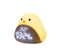 Night Light with Alarm Clock/Thermometer Function, Children Bedside Lamp, Soft Silicone Eye Lamp, Your Baby Sleep Lights, Rechargeable A+