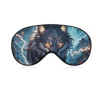 Night Lightning Wolf Sleep Mask with Adjustable Strap, Breathable Sleep Masks for Women Men, Soft Eye Mask for Side Sleepers, Travel, Office Nap, Airplane & Blocking Light