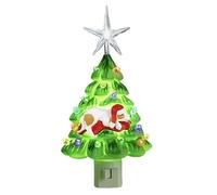 Night Lights For Adults New Sleeping Dog Christmas Tree Night Light Xmas Tree Cute Puppy Dog Light Plug In Ceramic Vintage Sleeping With On/Off For Bedroom Socket (Red, 12cm)