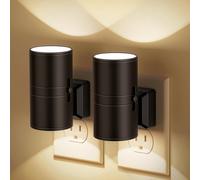 Night Lights Plug into Wall, Modern Night Lights with Dusk to Dawn Light Sensor, Soft White 3000K(Black)