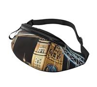 Night London Tower Bridge Fanny Pack for Men Women Fashion Waist Packs Travel Crossbody Bag With Adjustable Strap Everywhere Belt Bag Waterproof Chest Bags Cycling Bum Bag Wallet