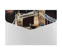 Night London Tower Bridge Plastic Envelopes Poly Envelopes Folders for Documents with Snap Closure Reusable File Bags for Home Work Office Organization A4 Size