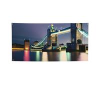 Night London Tower Bridge Print Birthday Decorations Backdrop Banner, Party Photo Booth Background Decor Sign