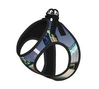 Night London Tower Bridge Print Step in Dog Harness and Leash Set,Adjustable Reflective Harness for Small Dogs Cats