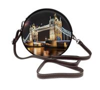 Night London Tower Bridge Shoulder Bag for Women PU Leather Purses | Retro Clutch Handbags With Zipper & Removable Strap For Daily Use, Phone Wallet, Trendy Ladies Crossbody Bag