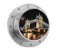 Night London Tower Bridge Timer,Chef Cooking Timer Clock, Countdown Reminder No Batteries Required- Exquisite Stainless Steel Body for Exercise Outdoors