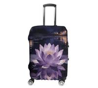 Night Lotus Gazing at Stars Travel Luggage Cover Stretchable Airplane Suitcase Protector Sleeve Universal Washable Fit for 19-32 Inch Checked Baggage,Water Resistant Durable Luggage Protector X-Large