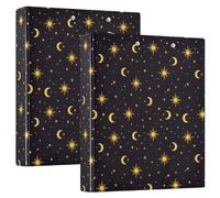 Night Magic Sun Stars Moon 3 D-Ring Binder A4 2 Pack with 200 Sheet for Kids School Supplies Women Men Office