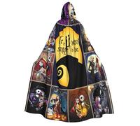 Night-mare Christmas Hooded Cloak Cape for Men Women Halloween Cosplay Costumes Unisex (black)
