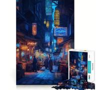 Night Market in A Egypt City 1000 Piece Jigsaw Puzzles for Adults Teenagers Brain Skill Group Joy Exact Edge Stylish Gift (38x52cm)
