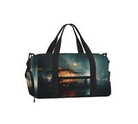 Night Market in Foggy Weather Large Capacity Handheld Crossbody Bag Light Sturdy Water Repellent for Travel Outdoor