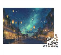 Night Market Lanterns 1000 Pieces Jigsaw Puzzle for Families Recycled Lantern Street Cardboard Classic Educational Games 38x26cm/1000pcs