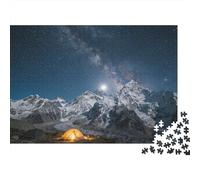 Night Mountain Camp 1000-Piece Adults Jigsaw Puzzle Tent Under Starry Sky by Mountains Premium Sturdy Vibrant Challenging Stress Relief 70x50cm/1000pcs