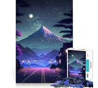 Night Mountain Road 1000 Piece Jigsaw Puzzles for Adults Jigsaw Raise Memory Peaceful Fun Clean Edge Santa Wish Item (50x75cm)