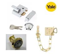 NIGHT NIGHTLATCH P2 DOUBLE LOCKING 40mm CYLINDER YALE CHROME CHAIN & SPY HOLE