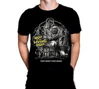 Night of The Living Dead Mens Tshirt Halloween Sci-Fi Horror Print, Black Graphic T-Shirt, Movie Poster Tee