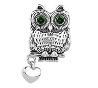 Night Owl Charm Compatible with Pandora Bracelets Green Eyes CZ Mystery Animal Beads Family Friends Good Luck Birthday