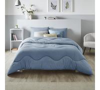 night owl - Coverless Duvet - Linen Collection - Soft Touch Luxury Bedding - Machine Washable - Hypoallergenic (Twilight Blue, 4.5 Tog - Double)