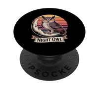 Night Owl Perched On Moon Illustration PopSockets Adhesive PopGrip