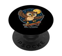 Night Owl Skateboard Retro Moon PopSockets Adhesive PopGrip
