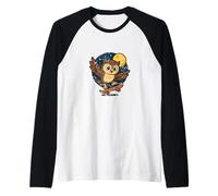 Night Owl Skateboard Retro Moon Raglan Baseball Tee