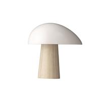 Night Owl Table Lamp Smoked White with Ash Wood Base