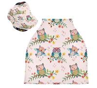 Night Owls Flowers Stretchy Baby Car Seat Cover,Canopy Nursing Covers,Soft Breathable Windproof Scarf Changepad for Winter Infant Breastfeeding Boys