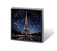 Night Paris Eiffel Tower Badge Aluminum Alloy Square Badges Brooch Pins Vintage Cute Enamel Brooch Badge Cartoon Funny Lapel Pin for Coat Dress Jacket Decoration Accessories