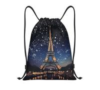 Night Paris Eiffel Tower Gym Bag Drawstring Bag Versatile Portable Cinch Sack Pack For Holiday Party Travel 36X42Cm