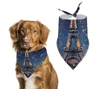 Night Paris Eiffel Tower Pet Scarf Exquisite Fashion Dog Bandanas Breathable Triangle Cat Dogs Bibs Scarf for Dog Bandana for Small Medium Large Kerchief