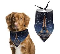 Night Paris Eiffel Tower Pet Scarf for Boy and Girl,Holiday Christmas Bandanas Adjustable Pet Scarf Cat Bandana Triangle Dog Bib for Dog Birthday Party Supplies