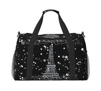 Night Paris Eiffel Tower Print Ample Space Travel Duffle Bag Stylish with Waterproof Zipper for Airplane Gym