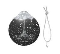Night Paris Eiffel Tower Print Christmas Metal buckle Glass round pendant Ornaments, 2025 Xmas Tree Decoration