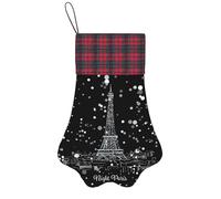 Night Paris Eiffel Tower Print Christmas Pet Socking Festive Dog Paw Xmas Pets Gift For Seasonal Party Supplies