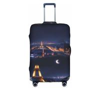 Night Paris Eiffel Tower Print Decorative Travel Luggage Cover Concealed Zipper Suitcases Anti Scratch Dustproof, White, S