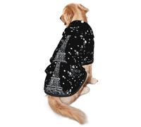 Night Paris Eiffel Tower Print Dog Hoodie Pet Sweatshirt, Warm, Soft And Breathable Hooded Clothes For Medium To Large Dogs, Easy-To-Wear Design, For Winter And Fall
