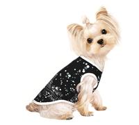 Night Paris Eiffel Tower print Dog Shirts for Small Dogs Stretchy T-Shirts Lightweight Tank Top Sleeveless Striped Vest