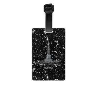 Night Paris Eiffel Tower Print Durable PVC Luggage Tag for Suitcase Heavy Duty ID Holder Modern Business Travel Accessory