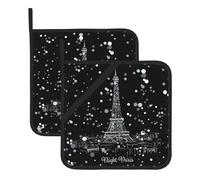 Night Paris Eiffel Tower Print Oven Pot Holders Set of 2 Hot Pads for Kitchen Holders Heat Resistant Table Pads