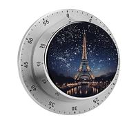Night Paris Eiffel Tower Timer,Chef Cooking Timer Clock, Countdown Reminder No Batteries Required- Exquisite Stainless Steel Body for Exercise Outdoors