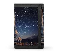 Night Paris Eiffel Tower Wallet,Credit Card Holder,Three-fold Wallet for Passport Covers, Purse Passport Bag for Men Women