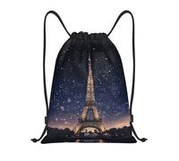 Night Paris Eiffel Tower Women Men Drawstring Bag Large Drawstring Backpack Waterproof Gym Sack For Yoga Swim Beach