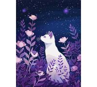 Night Plant Cat 500 Piece Jigsaw Puzzles for Adults, Fun jigsaw puzzles 500 pieces, Challenging Puzzle Perfect for Game Nights, Finished Puzzle Size is 52x38cm
