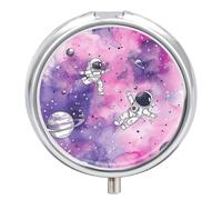 Night Purple Clouds Pill Box Cute Round Pill Case Portable Medicine Tablet Vitamin Holder Organizer for Purse Pocket