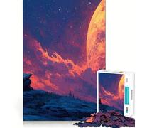 Night Reader Under A Giant Moon 1000 Piece Jigsaw Puzzles for Adults Brain Workout Toy Peaceful Fun Art Assembly Fine Art Piece (50x75cm)